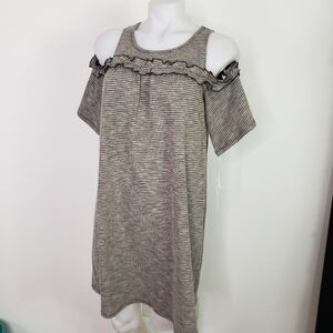 LC Lauren Conrad dress cold shoulder ruffle gingha